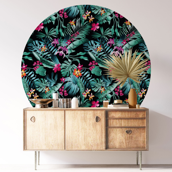 Stickers rond / cercle - Motif floral