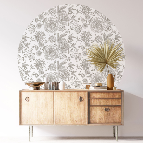 Stickers rond / cercle - Motif floral