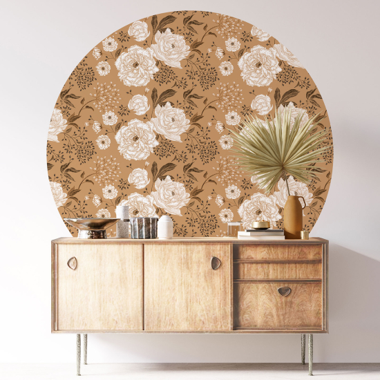 Stickers rond / cercle - Motif floral