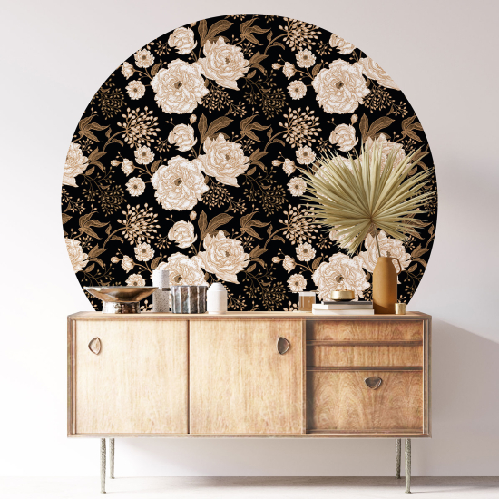 Stickers rond / cercle - Motif floral