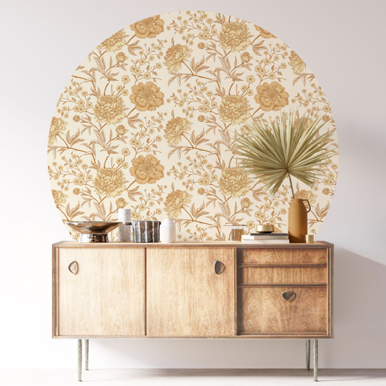 Stickers rond / cercle - Motif floral