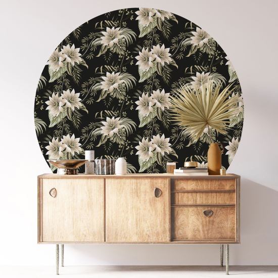 Stickers rond / cercle - Motif floral