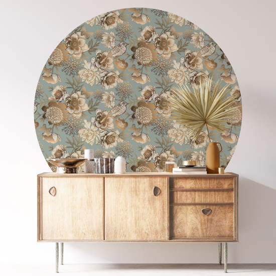 Stickers rond / cercle - Motif floral