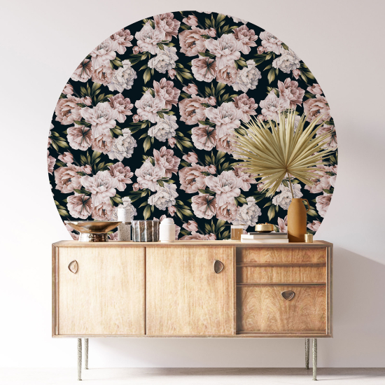 Stickers rond / cercle - Motif floral