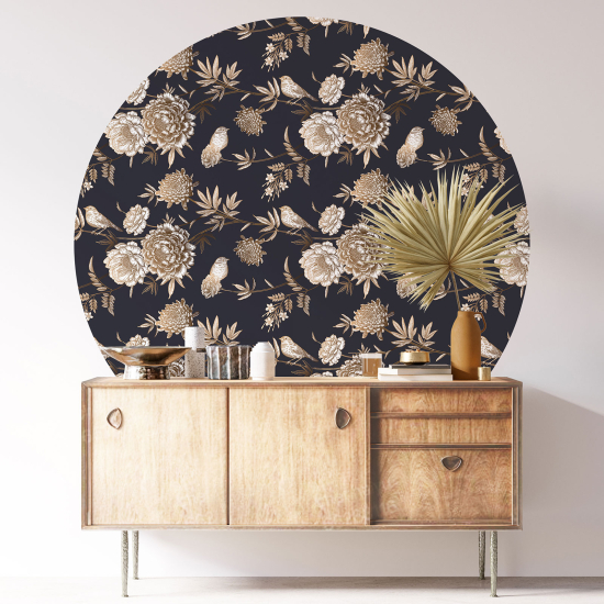 Stickers rond / cercle - Motif floral