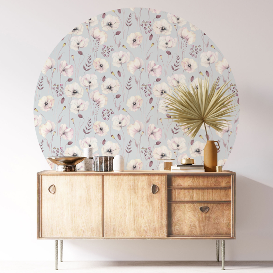 Stickers rond / cercle - Motif floral