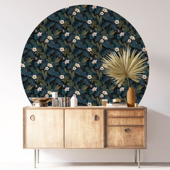 Stickers rond / cercle - Motif floral