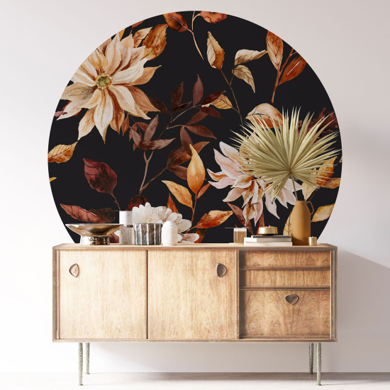 Stickers rond / cercle - Motif floral