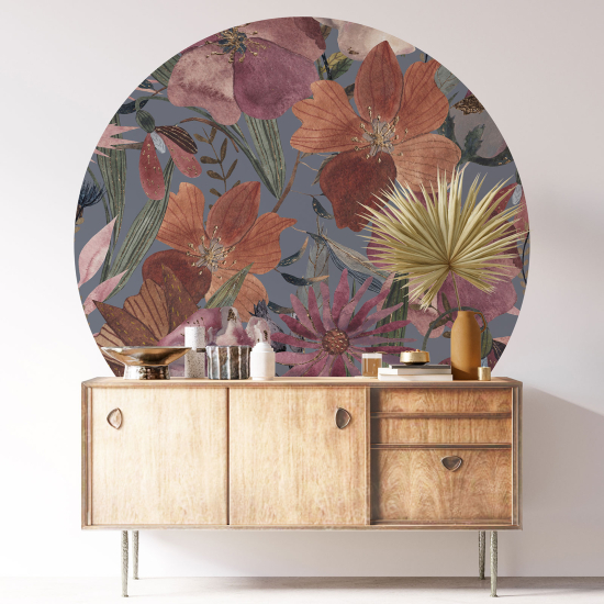 Stickers rond / cercle - Motif floral