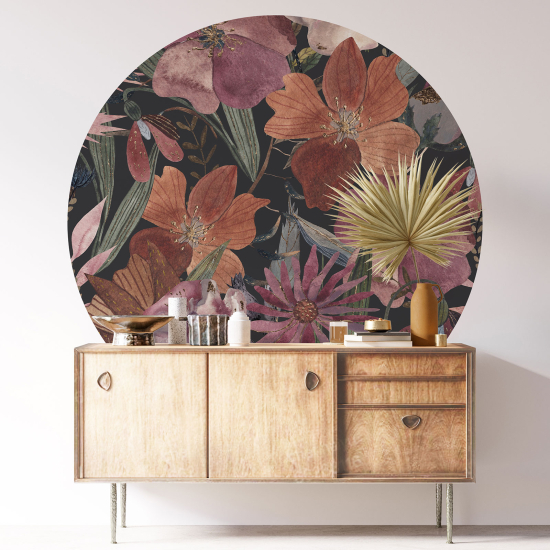 Stickers rond / cercle - Motif floral