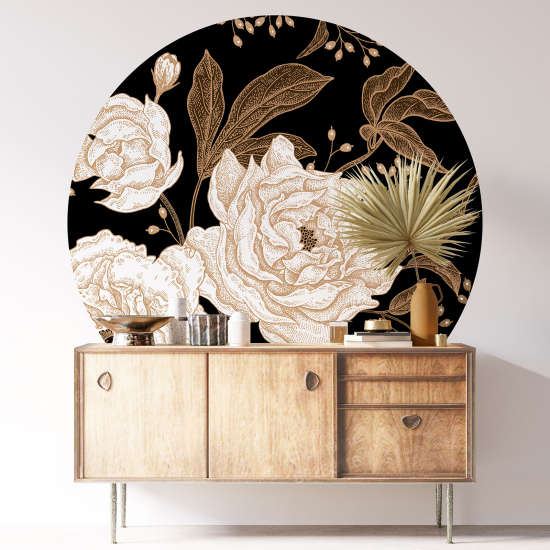 Stickers rond / cercle - Motif floral