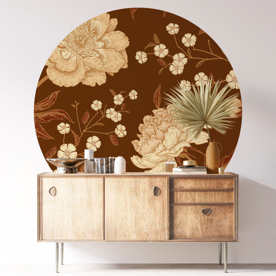 Stickers rond / cercle - Motif floral