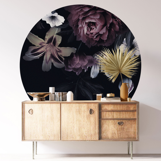 Stickers rond / cercle - Motif floral