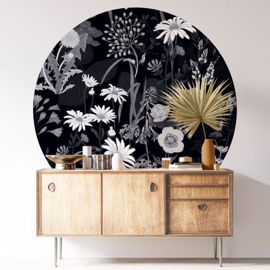 Stickers rond / cercle - Motif floral