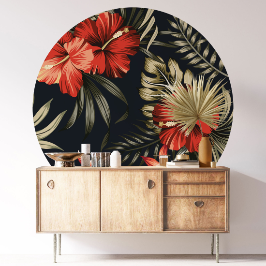 Stickers rond / cercle - Motif floral