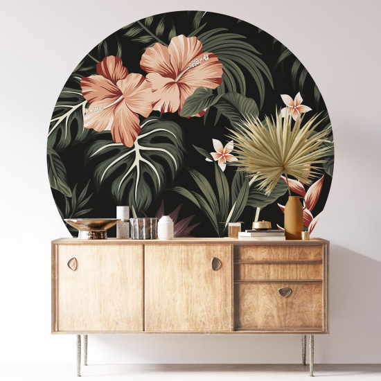 Stickers rond / cercle - Motif floral