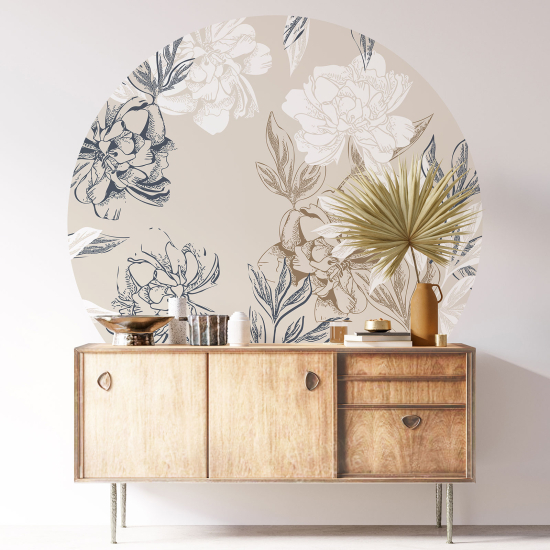 Stickers rond / cercle - Motif floral