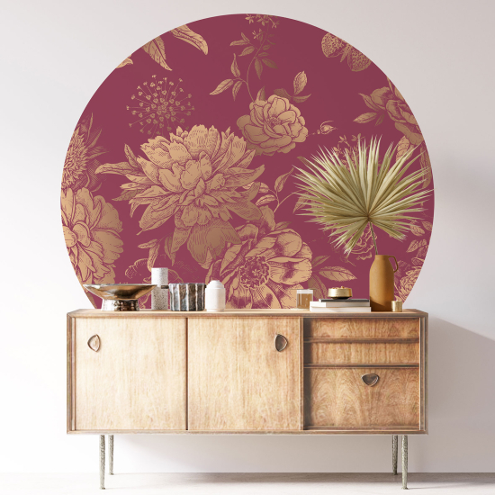 Stickers rond / cercle - Motif floral