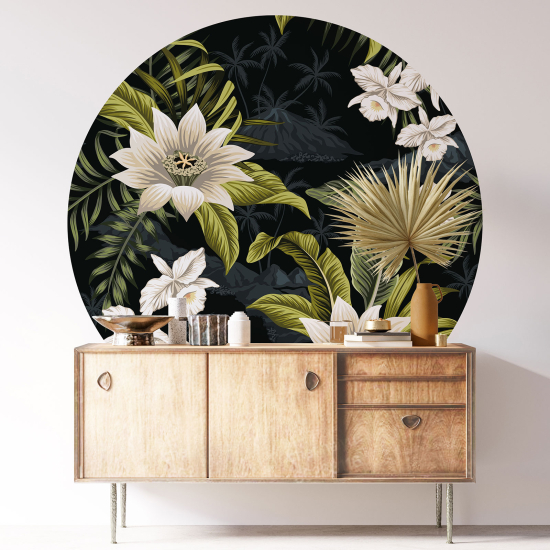 Stickers rond / cercle - Motif floral