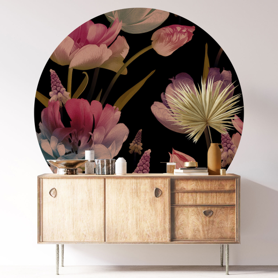 Stickers rond / cercle - Motif floral