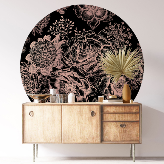 Stickers rond / cercle - Motif floral