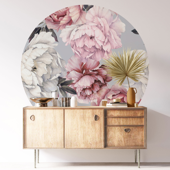 Stickers rond / cercle - Motif floral