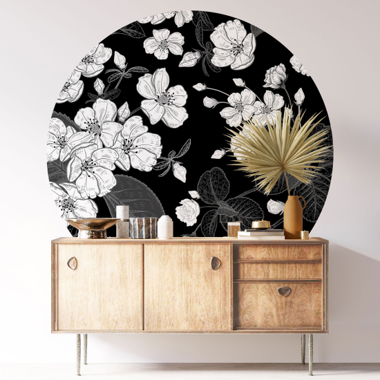 Stickers rond / cercle - Motif floral