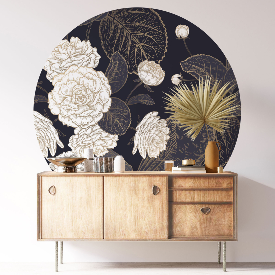 Stickers rond / cercle - Motif floral