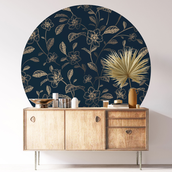 Stickers rond / cercle - Motif floral