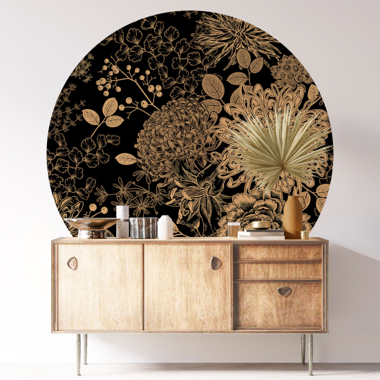 Stickers rond / cercle - Motif floral