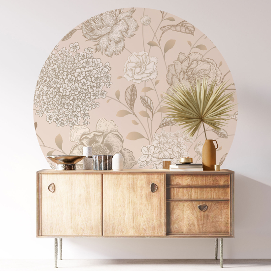 Stickers rond / cercle - Motif floral