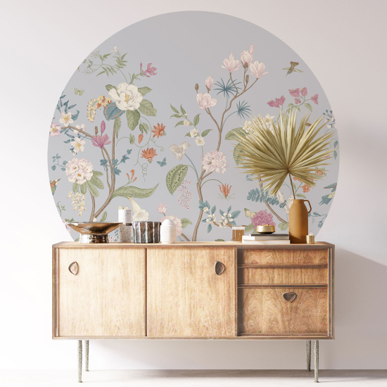 Stickers rond / cercle - Motif floral