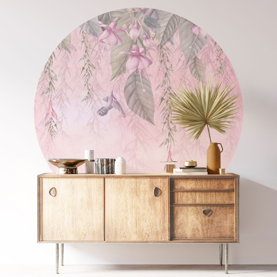 Stickers rond / cercle - Motif floral