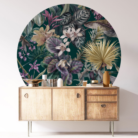 Stickers rond / cercle - Motif floral