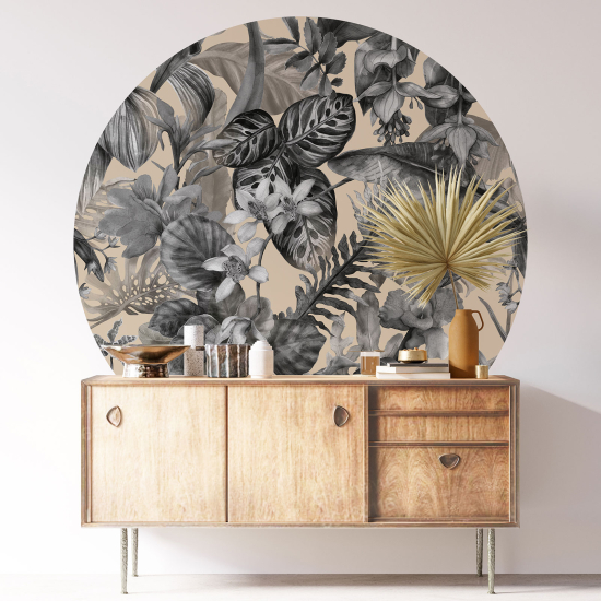 Stickers rond / cercle - Motif floral