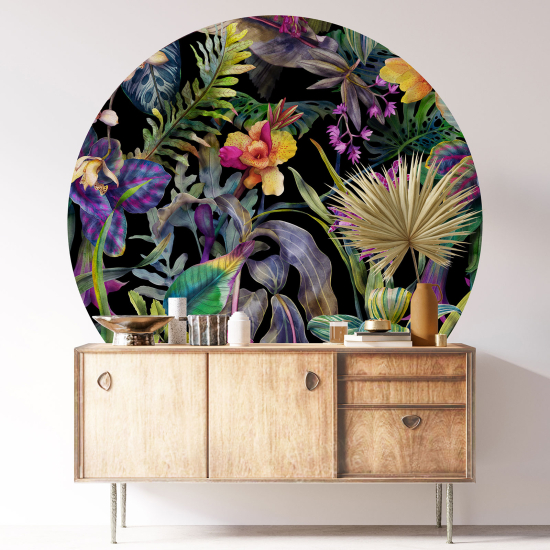 Stickers rond / cercle - Motif floral