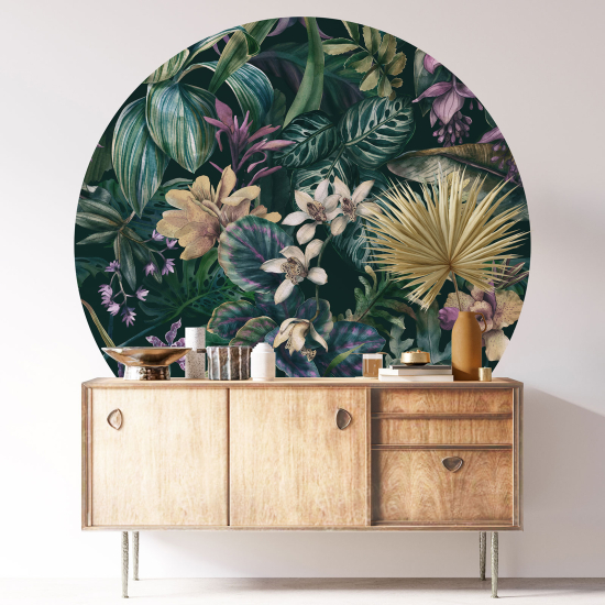 Stickers rond / cercle - Motif floral