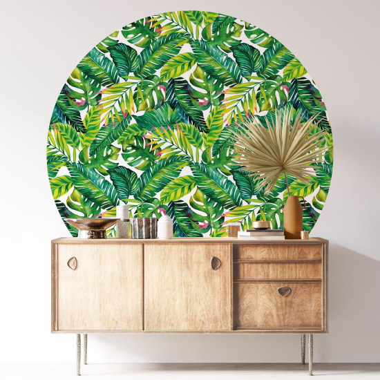 Stickers rond / cercle - Motif tropical