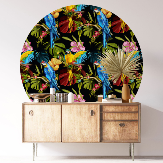 Stickers rond / cercle - Motif tropical