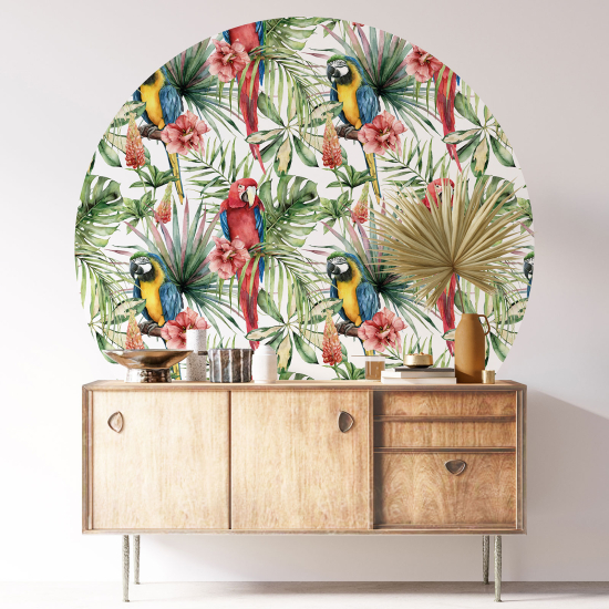 Stickers rond / cercle - Motif tropical