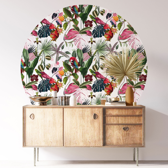 Stickers rond / cercle - Motif tropical