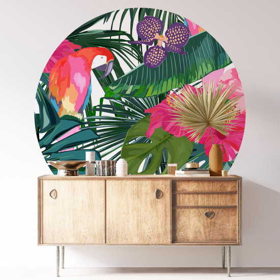 Stickers rond / cercle - Motif tropical