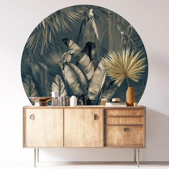 Stickers rond / cercle - Motif tropical