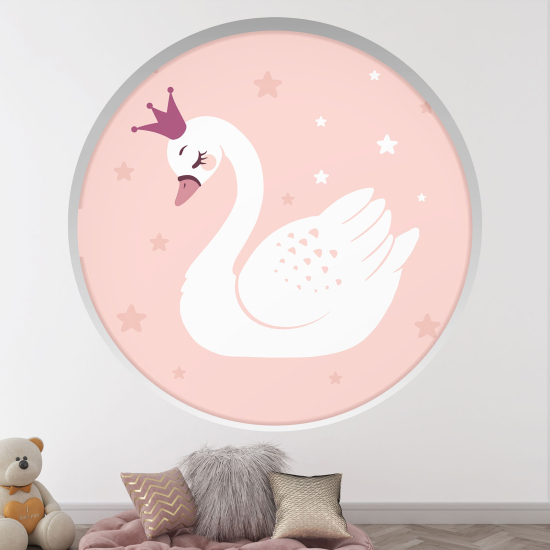 Stickers Trompe l'œil Arche ronde Enfants - Cygne