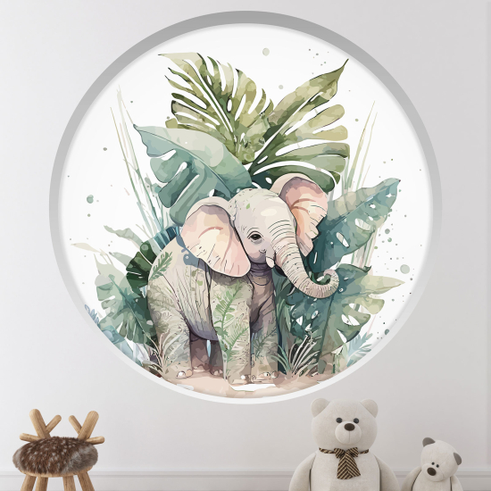 Stickers Trompe l'œil Arche ronde Enfants - Éléphant