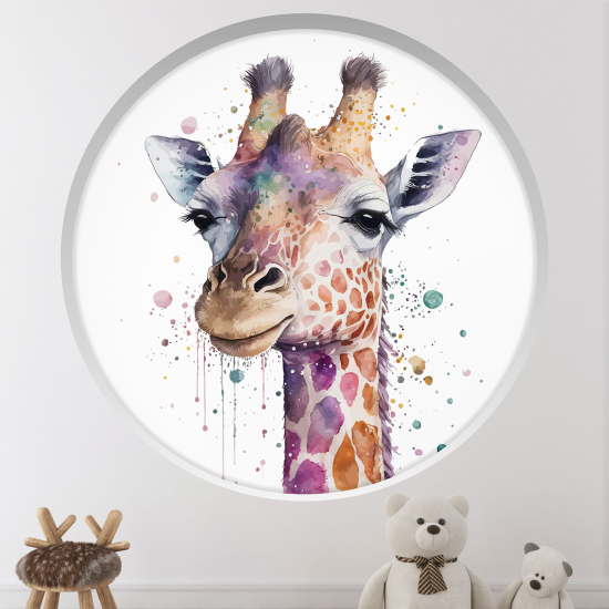 Stickers Trompe l'œil Arche ronde Enfants - Girafe