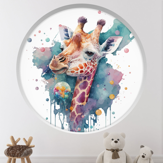 Stickers Trompe l'œil Arche ronde Enfants - Girafe