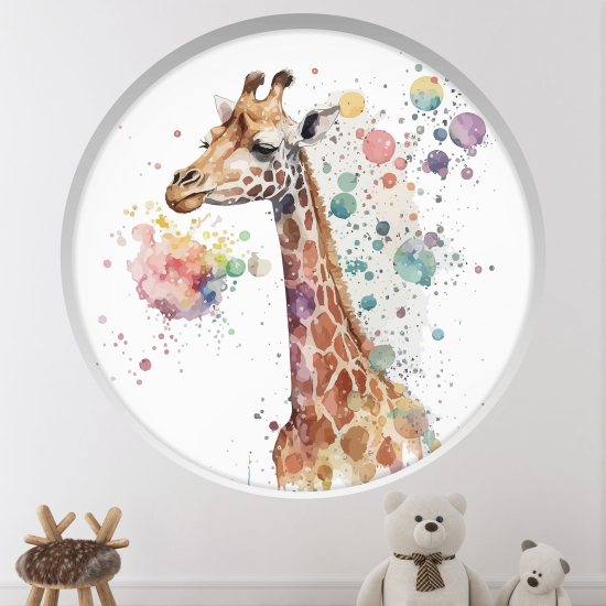 Stickers Trompe l'œil Arche ronde Enfants - Girafe