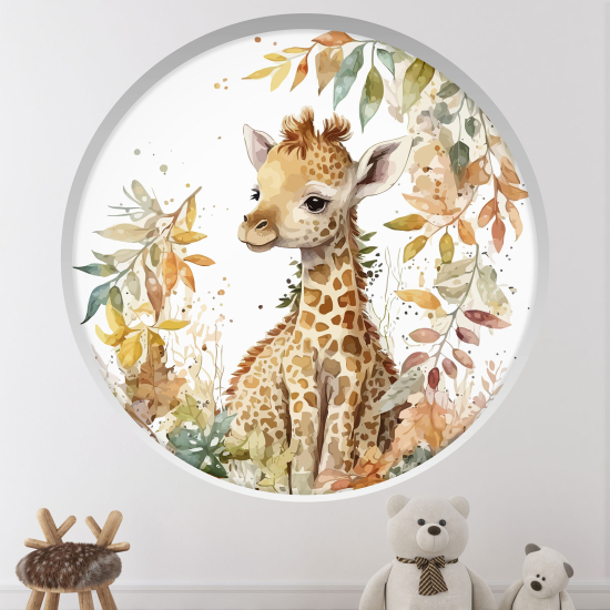 Stickers Trompe l'œil Arche ronde Enfants - Girafe