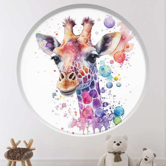 Stickers Trompe l'œil Arche ronde Enfants - Girafe